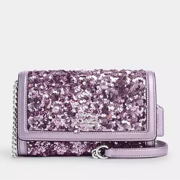 COACH Flap Clutch Crossbody in Gorgeous Silver Lilac Sequins. 🤩 SOLD OUT! - Picture 1 of 7
